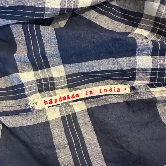 pero Plaid Shirt Dress, Navy White Tassels, Boat Neck, 3/4 Sleeve, 38 EU 6 US - Picture 11 of 12